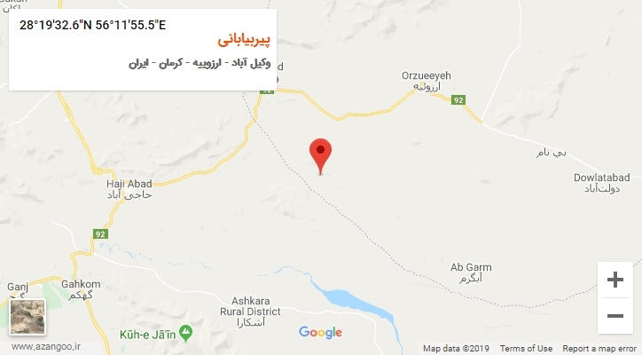 روستای پیربیابانی بر روی نقشه