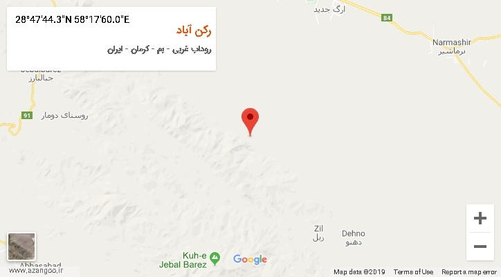 روستای رکن آباد بر روی نقشه