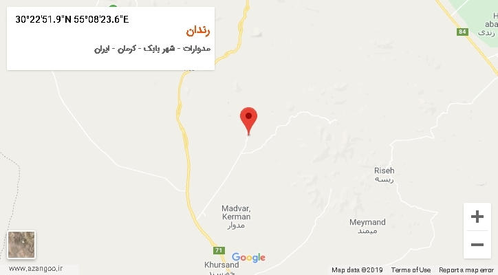 روستای رندان بر روی نقشه