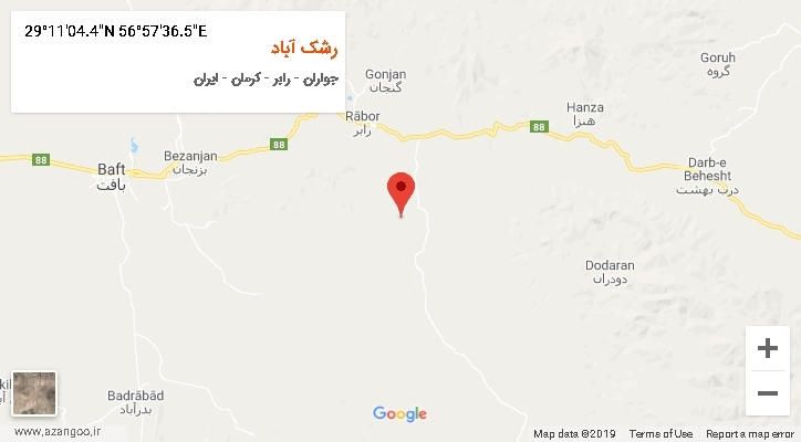 روستای رشک آباد بر روی نقشه