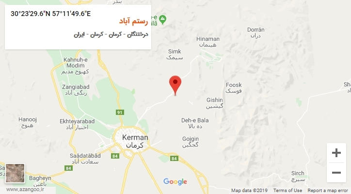 روستای رستم آباد بر روی نقشه
