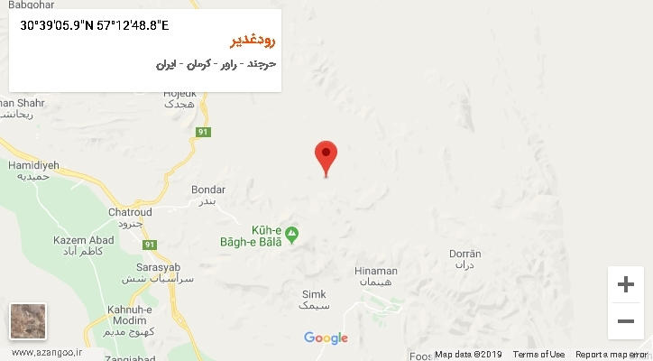 روستای رودغدیر بر روی نقشه