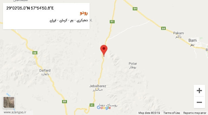 روستای رودو بر روی نقشه