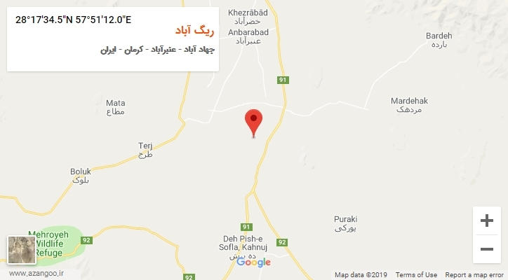 روستای ریگ آباد بر روی نقشه