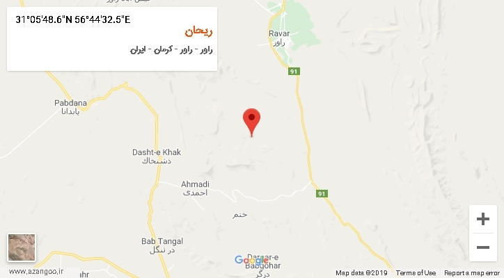 روستای ریحان بر روی نقشه