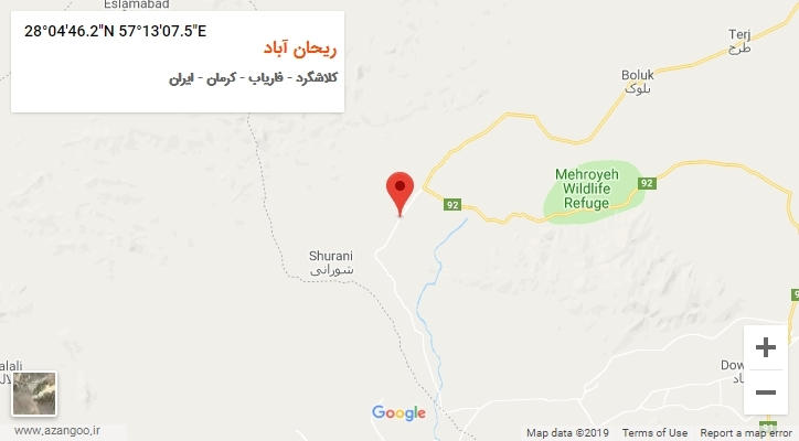 روستای ریحان آباد بر روی نقشه