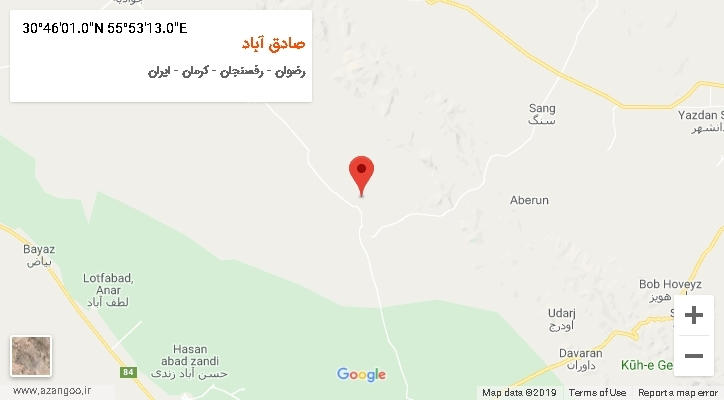 روستای صادق آباد بر روی نقشه