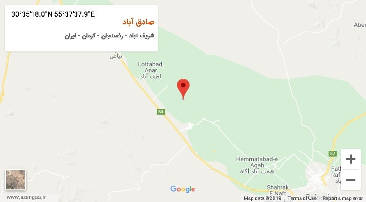 روستای صادق آباد بر روی نقشه