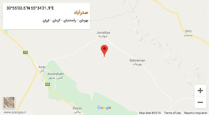 روستای صدرآباد بر روی نقشه