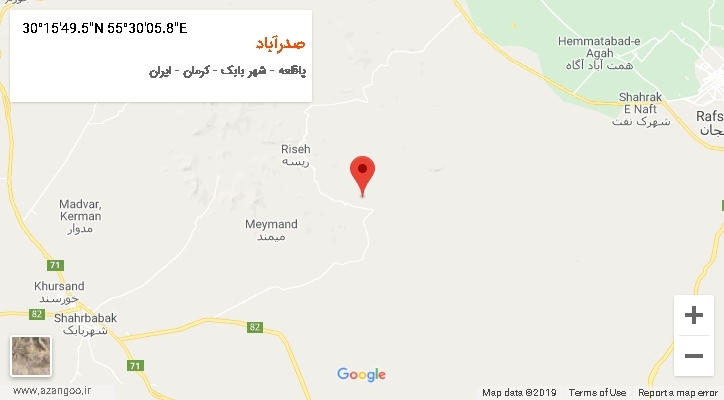 روستای صدرآباد بر روی نقشه