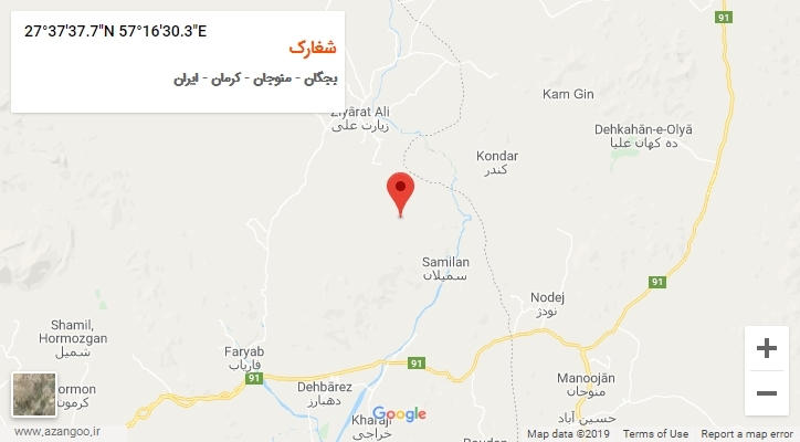 روستای شغارک بر روی نقشه