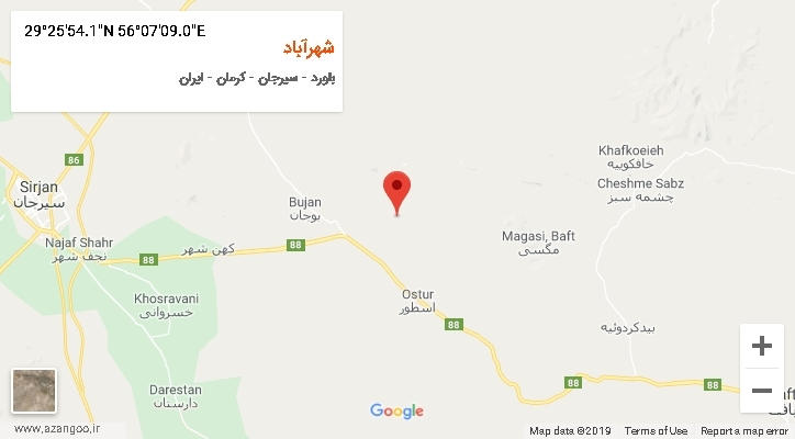 روستای شهرآباد بر روی نقشه