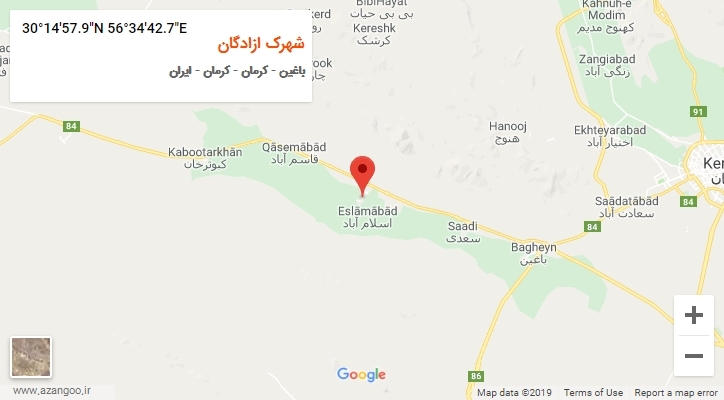 روستای شهرک ازادگان بر روی نقشه