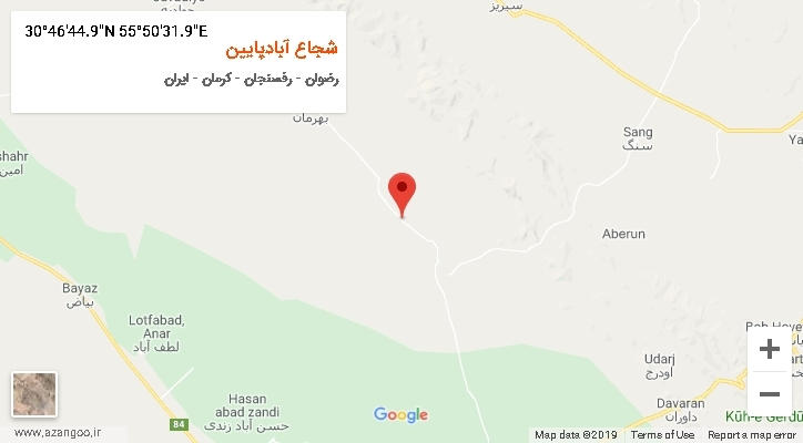 روستای شجاع آبادپایین بر روی نقشه