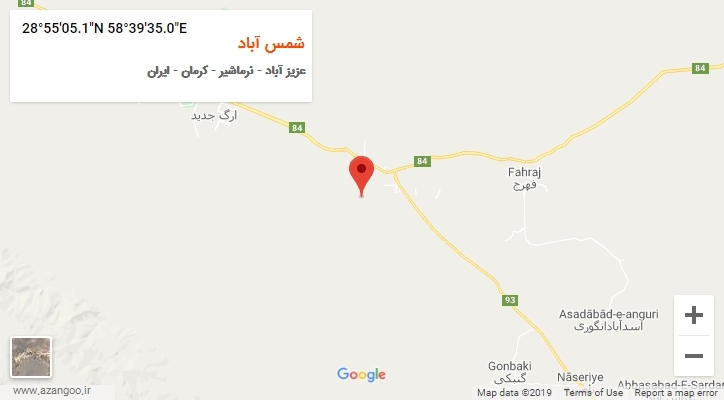 روستای شمس آباد بر روی نقشه