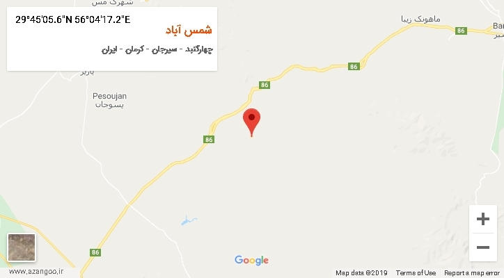 روستای شمس آباد بر روی نقشه