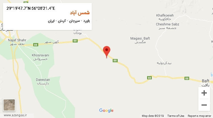 روستای شمس آباد بر روی نقشه