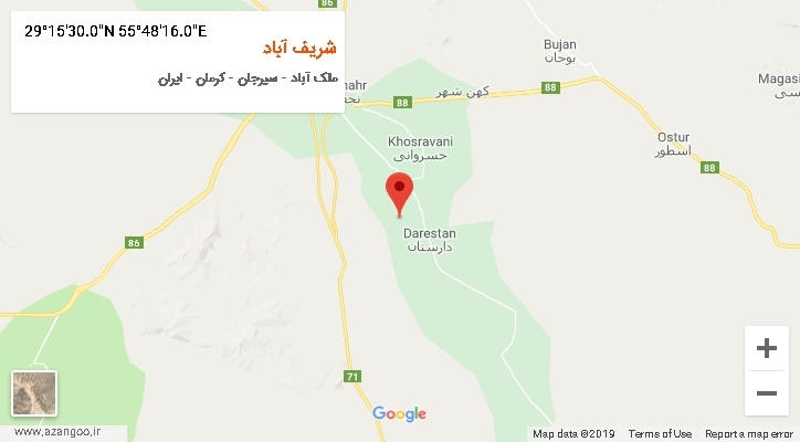 روستای شریف آباد بر روی نقشه