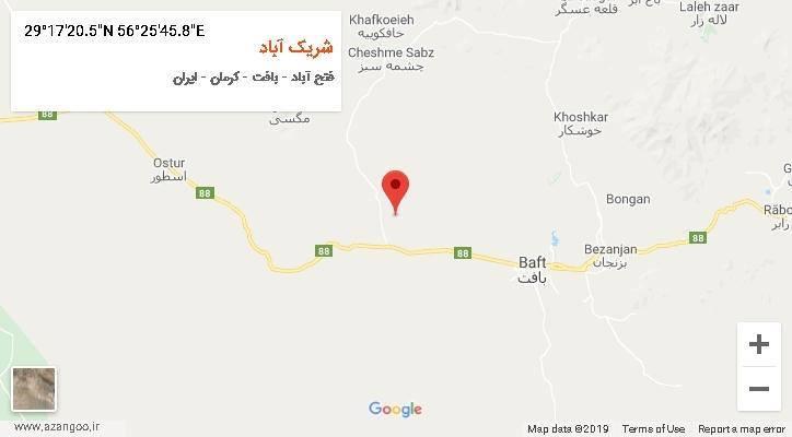 روستای شریک آباد بر روی نقشه