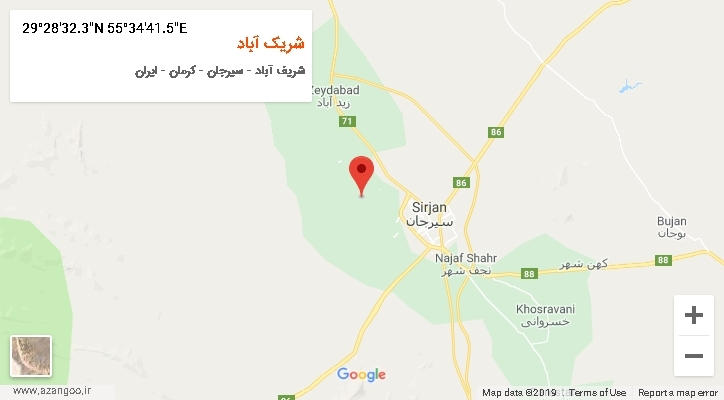 روستای شریک آباد بر روی نقشه