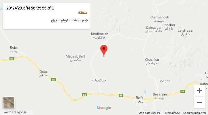 روستای سفته بر روی نقشه
