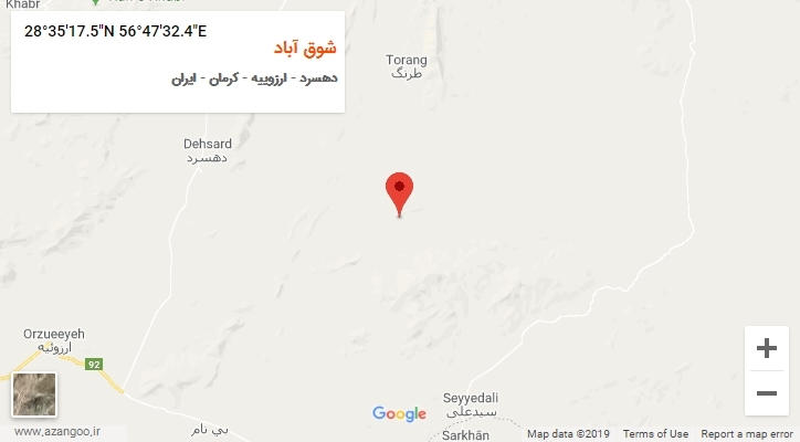 روستای شوق آباد بر روی نقشه