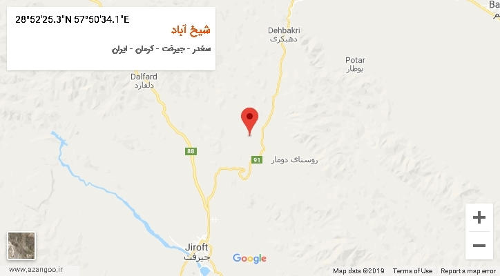 روستای شیخ آباد بر روی نقشه