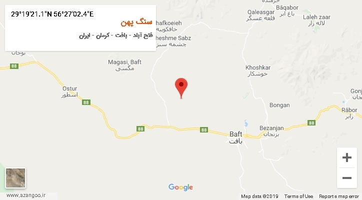 روستای سنگ پهن بر روی نقشه