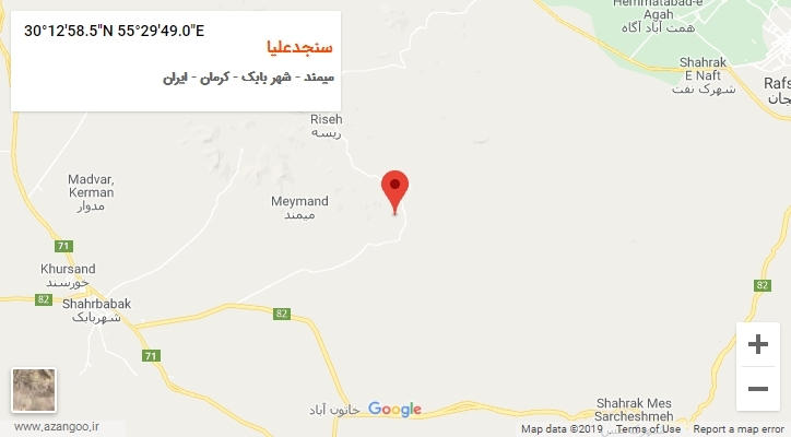 روستای سنجدعلیا بر روی نقشه