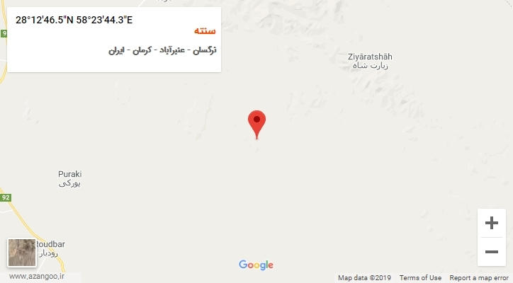 روستای سنته بر روی نقشه