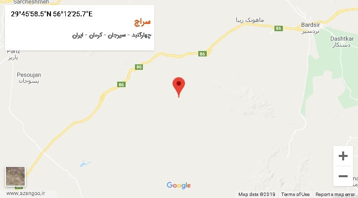 روستای سراج بر روی نقشه