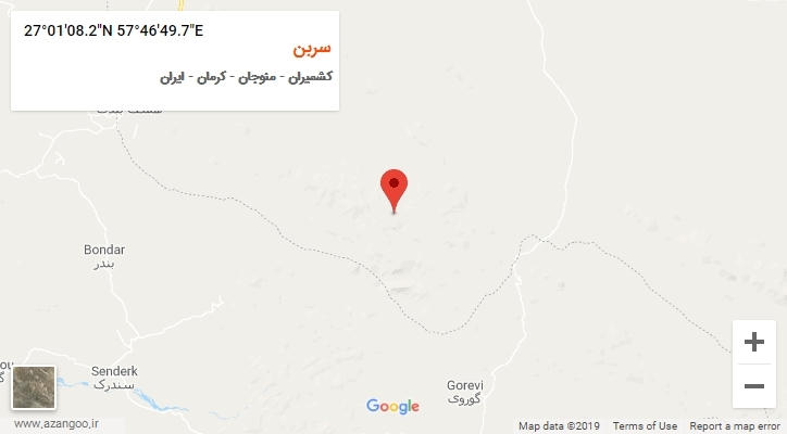 روستای سربن بر روی نقشه