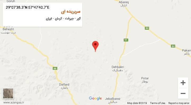 روستای سربریده ای بر روی نقشه