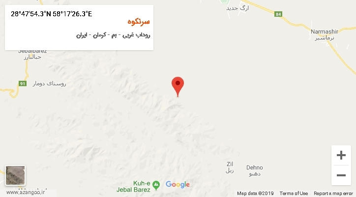 روستای سرنکوه بر روی نقشه