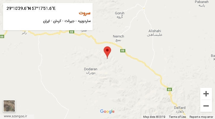 روستای سروت بر روی نقشه