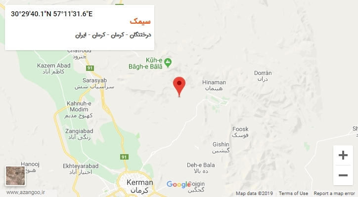 روستای سیمک بر روی نقشه