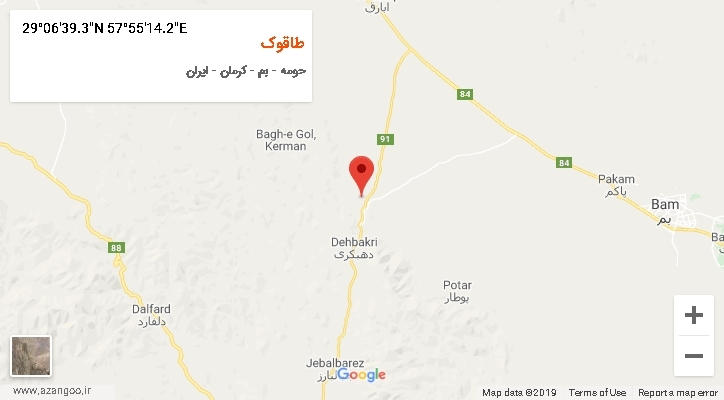 روستای طاقوک بر روی نقشه
