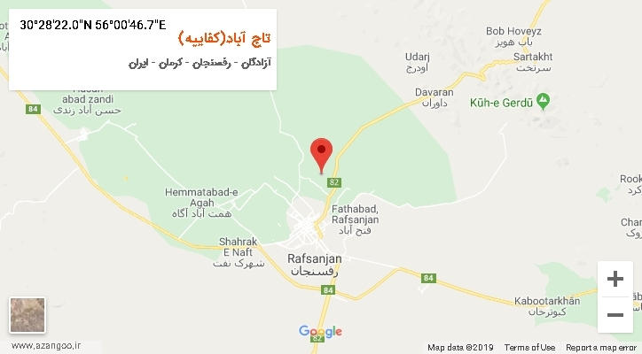 روستای تاج آباد(کفاییه) بر روی نقشه