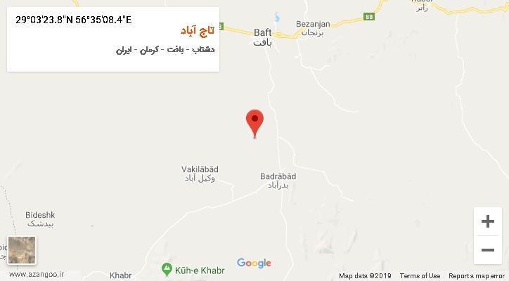 روستای تاج آباد بر روی نقشه