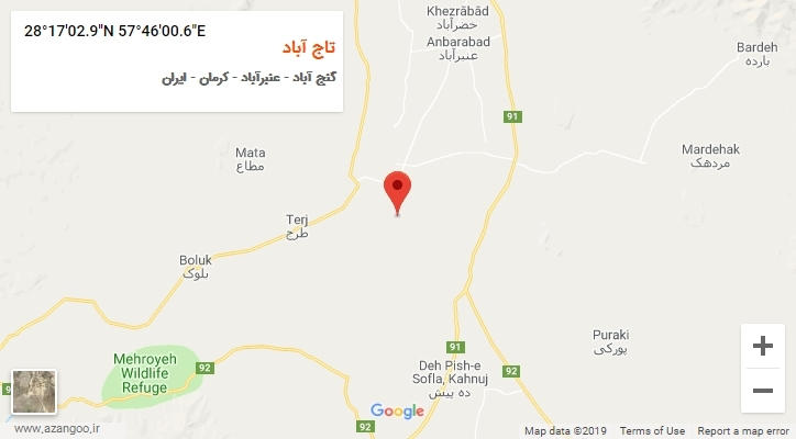 روستای تاج آباد بر روی نقشه