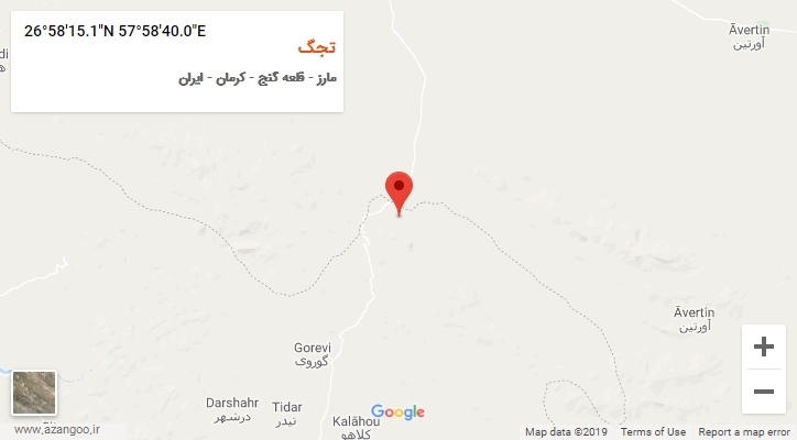 روستای تجگ بر روی نقشه