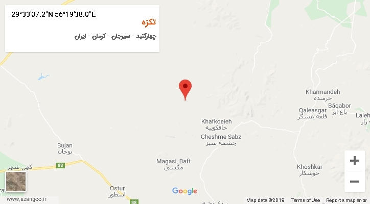 روستای تکزه بر روی نقشه