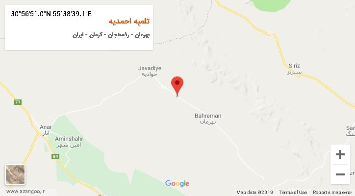 روستای تلمبه احمدیه بر روی نقشه