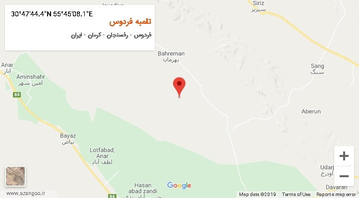 روستای تلمبه فردوس بر روی نقشه