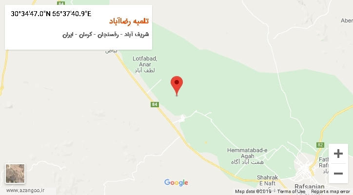 روستای تلمبه رضاآباد بر روی نقشه