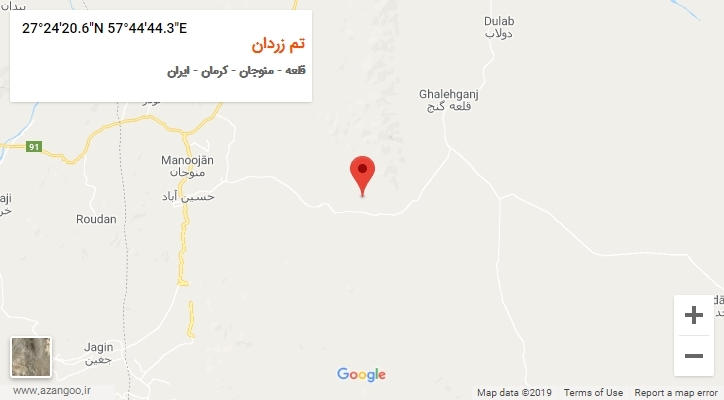 روستای تم زردان بر روی نقشه