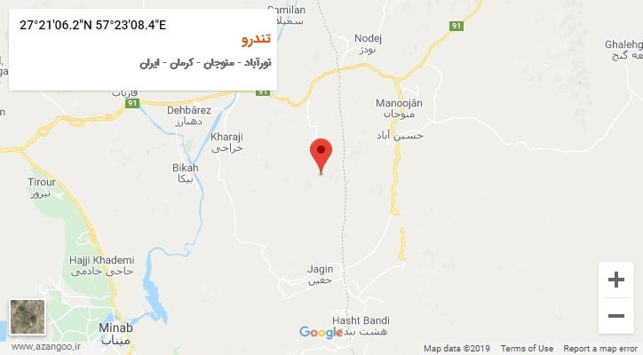 روستای تندرو بر روی نقشه