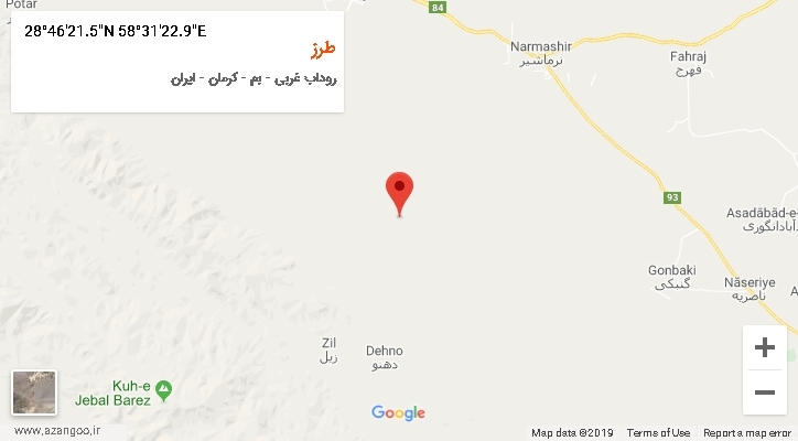 روستای طرز بر روی نقشه