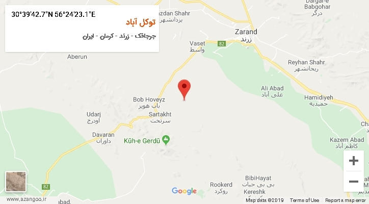 روستای توکل آباد بر روی نقشه