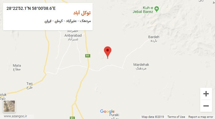 روستای توکل آباد بر روی نقشه